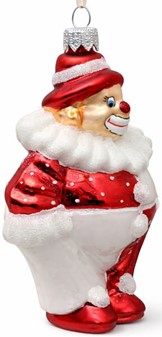 Flot julekugler figur. Stor polsk glas figur af sjov klovn. 12,4 cm