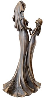 BRYLLUPSFIGUR. Smuk bryllupsgave, bronzefigur Bruden med brudepige