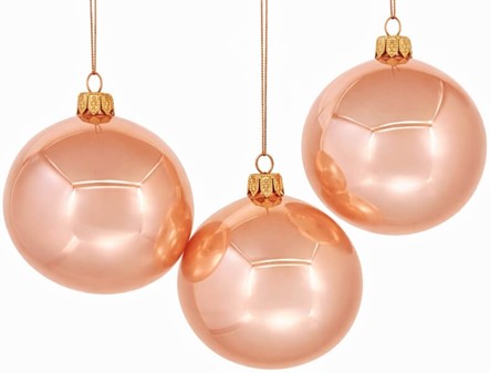 Laksefarvede julekugler, fordi dit juletræ fortjener glam! Ø 8cm 6 stk