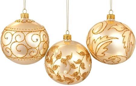Fang Julens Lys: Gyldne Drømme Julekugler Glas. Ø 8 cm 6 stk. i æske