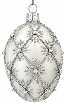 Udsøgte Fabergé-stil glasægpynt. ægformede julekugle i sølv. H 9 cm