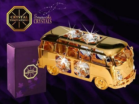 VW T1 BUS. Smuk forgyldt 24 karat guld model med Swarovski krystaller