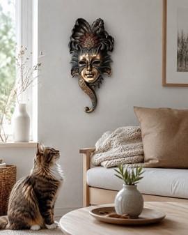 BILLIG VÆGDEKORATION. Bronzebelagt venetianske maske, bolig ting