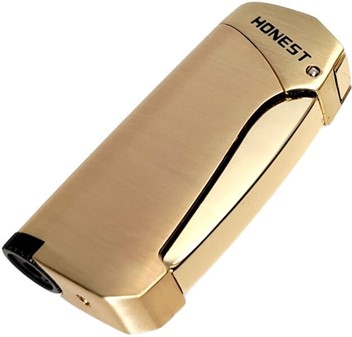 Elegant stormlighter i guld. Pålidelig, vindresistent, kraftig flamme