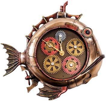 VÆGUR. Et ur i form af en fisk og Steampunk-stil, unik i sit udsende