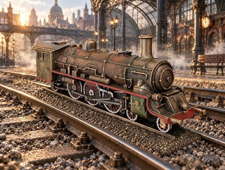 Steampunk Damplokomotiv Figur – En nostalgisk rejse i miniature!