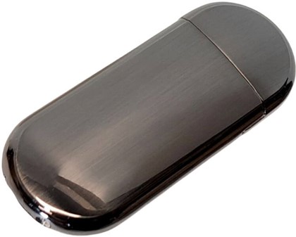Elegant USB-lighter i sort - Vindtæt, genopladelig og miljøvenlig.
