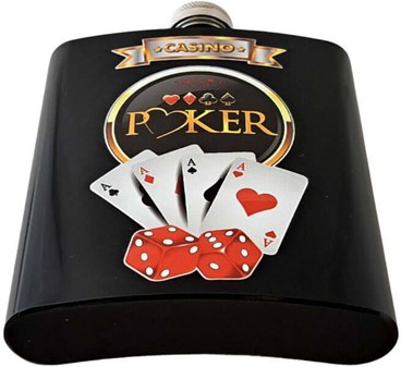 Billig lommelærke i rustfrit stål. Poker Casino design for vindere