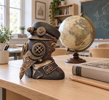 DEKORATION TIL STUEN. Impossant figur af Pestlægen i Steampunk stil