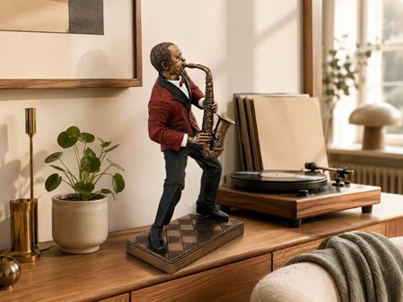 Unik Jazz Saxofonist Figur. Kunst, Passion og Perfekt Gave til Musiker