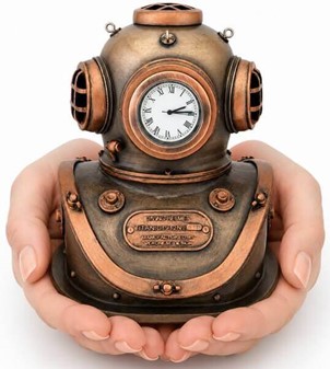 GAVE TIL DYKKER. Unik Veronese figur i form Steampunk dykkerhjelm
