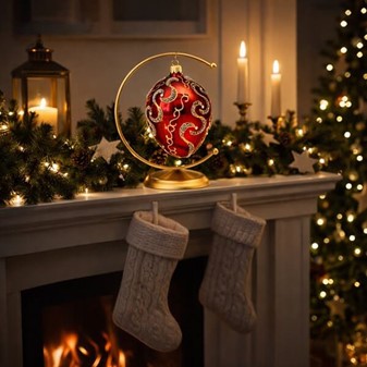 Rigt dekoreret specielle julekugler. Glas bordeaux skinnende æg. 13 cm