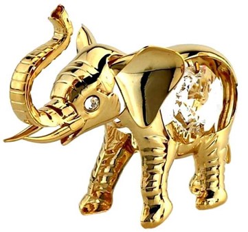 GAVEIDEER VALENTINSDAG. Forgyldt elefant med 4 Swarovski krystaller