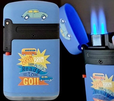 Volkswagen lighter med logo. Blå Turbo Lighter med Dobbelt Flamme
