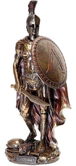 PYNT TIL STUE. Bronze stauette af Kong Leonidas med et skjold og sværd