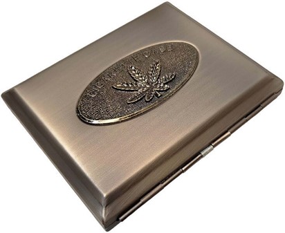 CIGARETETUI 18 STK. Etui til standard cigaretter dekoreret hampblad