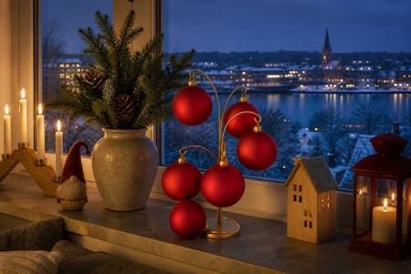Spektakulær polske glas julekugler i intens rød mat, Ø 8 cm 6 stk