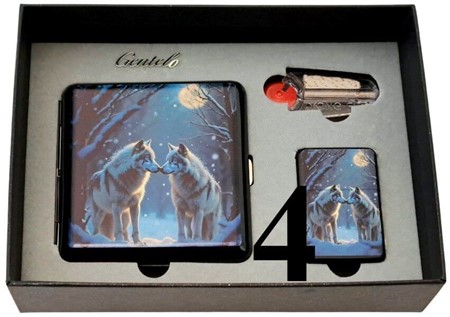 Eksklusivt Ulve Gavesæt. Cigaretetui og Lighter i Kunstnerisk Design