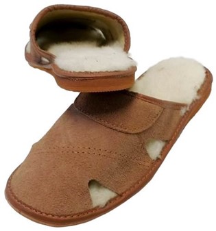 LÆDER HJEMMESKO HERRE. Ruskind, brun slippers til mænd, kun 149 kr