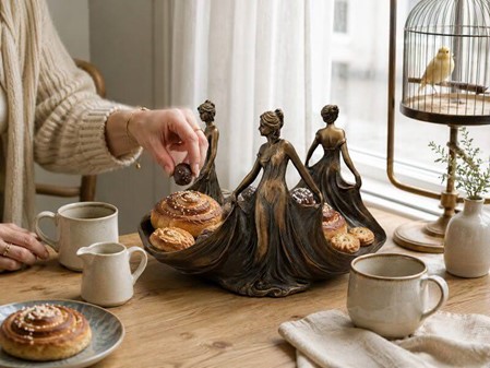 MORSDAG GAVE. Unik art nouveau skål med tre Lady til bolig dekoration