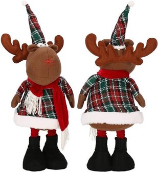 Sjov julepynt. Smuk stort rensdyr figur på teleskopben. H: 50 - 65 cm