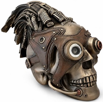 GODE GAVER. Flot Veronese figur af Steampunk kranie med læder hår