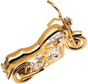 SMÅ GAVER TIL HAM. Guldbelagt motorcykel med Swarovski krystaller