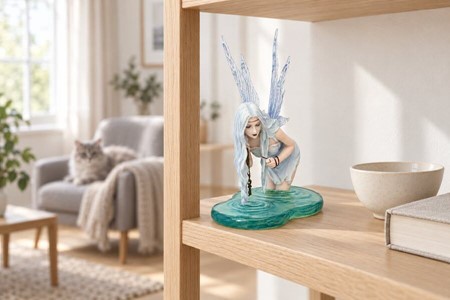 Eventyrlig Dekoration og Nøglen til Magi. Elegant Fe-Prinsesse Figur