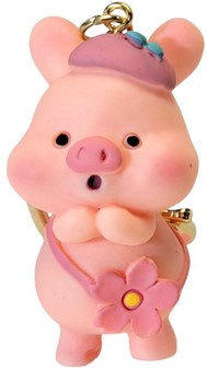 Nøglering med en sjov, pink gris. Sjove, bedste og børnevenlige