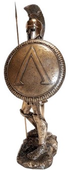 GODE IDEER TIL INDRETNING. Bronze figur af spartanske kriger med spyd