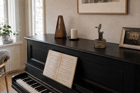 Tidsrejse til Wien. Elegant Johann Strauss Bronzefigur med Spilledåse