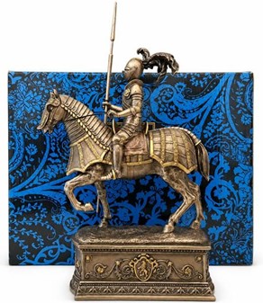 Middelalderridder på hest – majestætisk bronzefigur til hjemmet