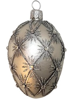 Udsøgte Fabergé-stil glasægpynt. ægformede julekugle i sølv. H 9 cm