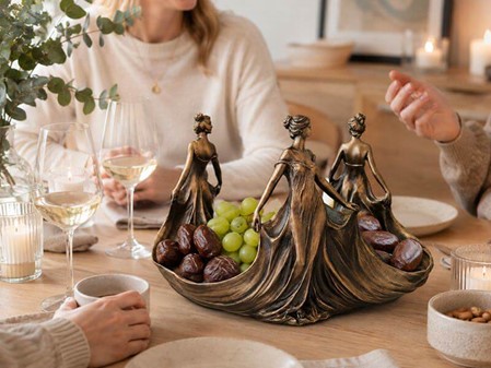 MORSDAG GAVE. Unik art nouveau skål med tre Lady til bolig dekoration
