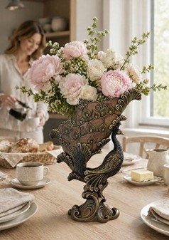 Påfugl vase til tørrede blomster. Perfekt gave til ny lejlighed