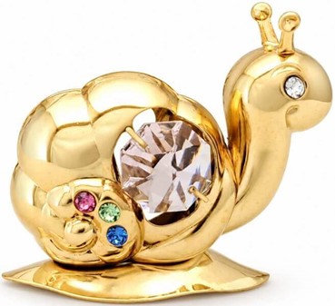 Forgyldt snegl med Swarovski-krystaller. En lille, men unik gave