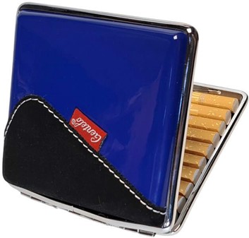 Elegant Blå Cigaretetui i Kunstlæder - Beskyt dine 20 Cigaretter