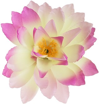 Kunstig lotus stilk med tre fløde-lyserød blomster. L: 39 cm, Ø 15 cm