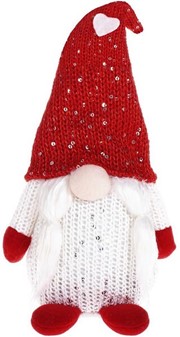 Nissedame med hvide fletninger, en sjov adventsdekoration H 28 cm