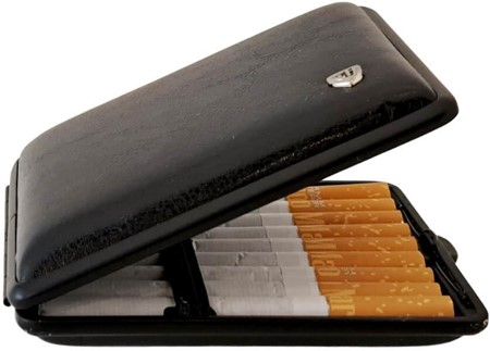 Eksklusiv Vom Hofe cigaretetui i kunstlæder. Klassisk etui i sort
