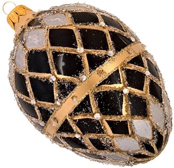 SORT JULEPYNT. Eksklusiv Fabergé-inspireret Julepynt i Håndmalet Glas