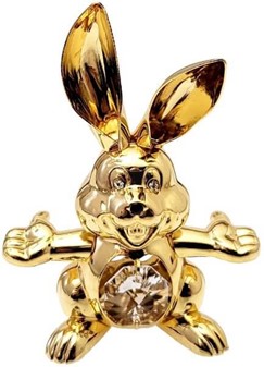 KANIN FIGUR. Smuk forgyldt munter kanin med Swarovski krystaller
