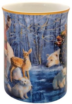 JULEKRUS. 4 Porcelæn Krus med Julemanden til Din Jul