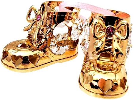 IDEER TIL BRYLLUPSGAVER. Guldbelagt pigesko med Swarovski krystaller