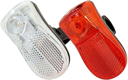 Cykellygtesæt. LED + Reflektor. Frontlygte og Baglygte i to farver