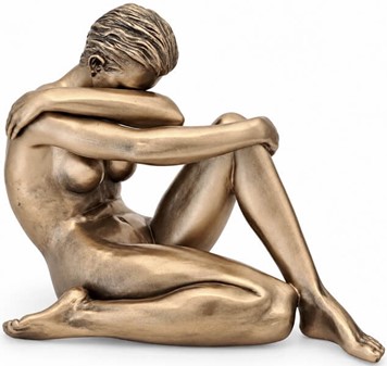 BILLIG KÆRESTE GAVE. Bronze statuette af siddende nøgne kvinde