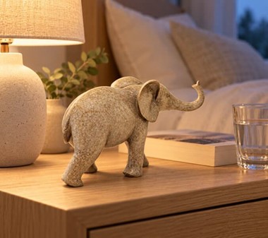 Elegant Granit Elefant Figur. Et symbol på styrke og lykke som gave