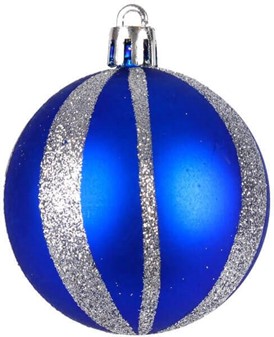 Plast julekugler med glitter, fire farver til at vælge, Ø 6 cm, 6 stk