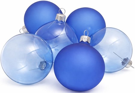 Juleting. Sættet med 6 stykker polske juleglaskugler i kongeblå, Ø 7cm