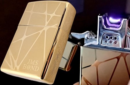 Gavesæt med modulær 2-i-1 lighter. Guld plasma Arc og benzin
